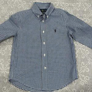 Boys navy blue gingham shirt